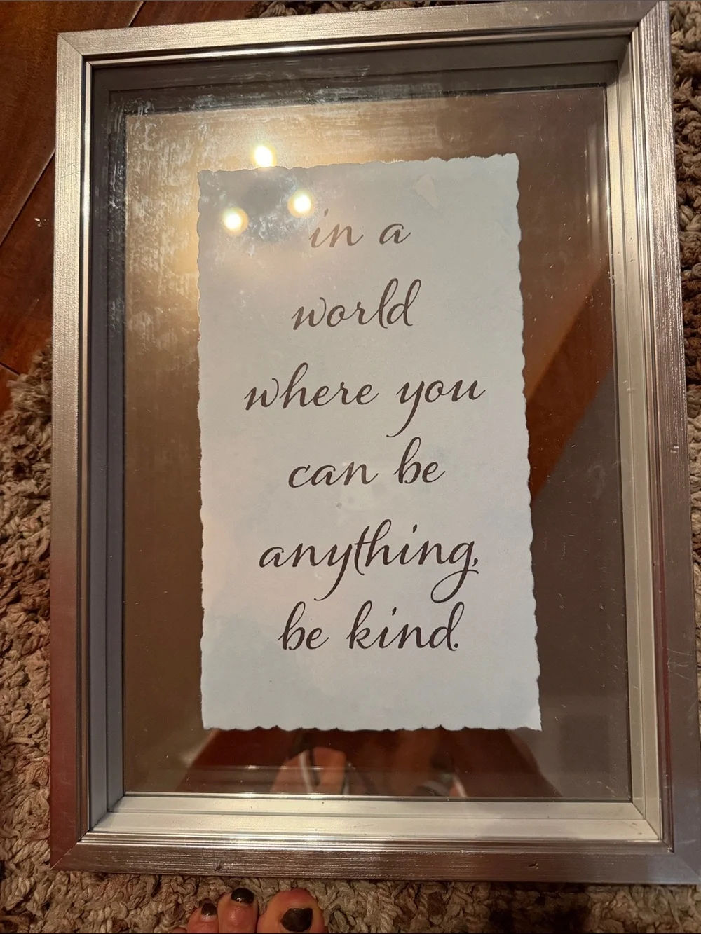 Shadow frame Be Kind Wall Art Sign – Silver Frame, White Script